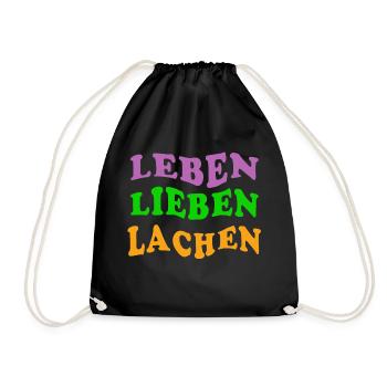 LIFE LOVE LAUGHING - Drawstring Bag - black - Front