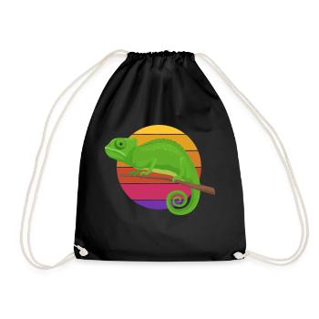 leon reptile lizard - Drawstring Bag - black - Front