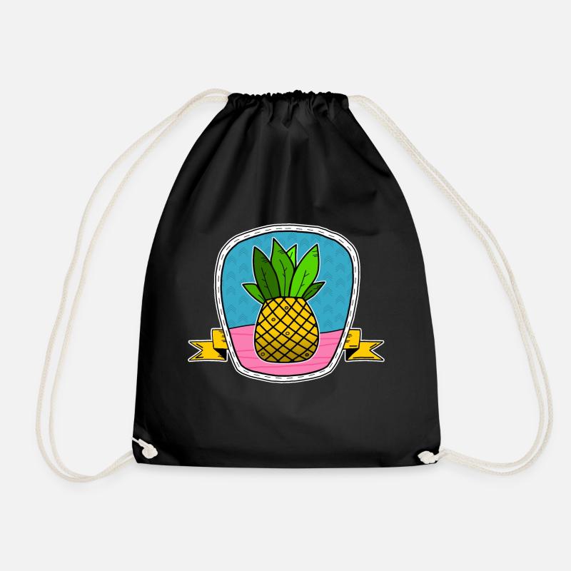 Pineapple Shield - Drawstring Bag - black