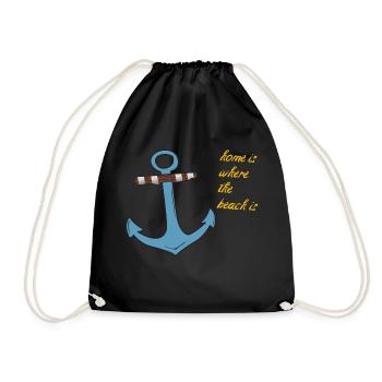 Anker Home is where the beach is - Drawstring Bag - black - Front