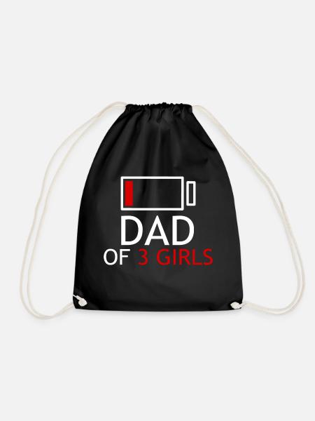dad of 3 girls - Drawstring Bag - black