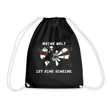 Scheibe Geschenk Spruch Darts Wurfspieß - Turnbeutel - Schwarz - Vorne