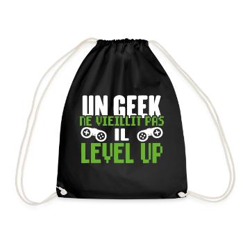 Un Geek Ne Vieillit Pas Il Level Up - Sac de sport léger - noir - Devant