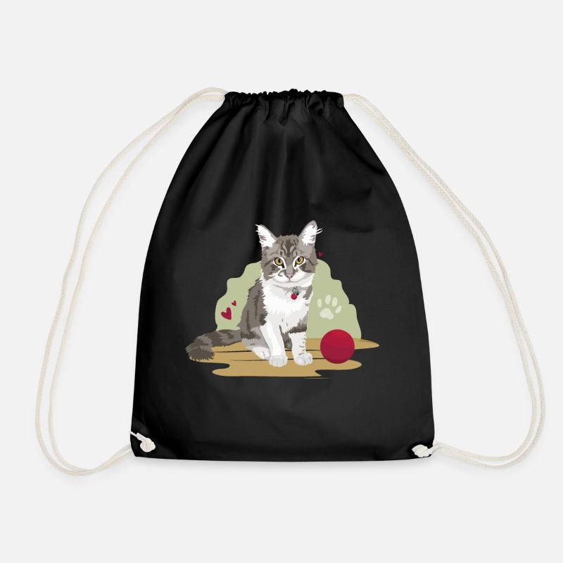 süsse grau-weiss getigerte Katze - Turnbeutel - Schwarz