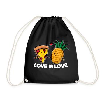 Love Is Love Cute LGBT Pride Love Pineapple Pizza - Turnbeutel - Schwarz - Vorne