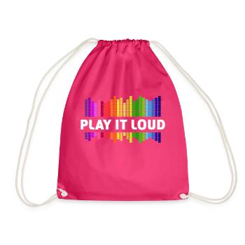 Play it loud Equalizer Musik Regenbogen bunt Disko - Turnbeutel - Fuchsia - Vorne