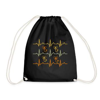 Vintage Retro Veterinary Heartbeat - Drawstring Bag - black - Front