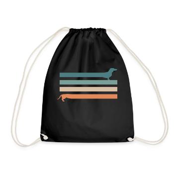 Teckel Rétro Vintage Roughhair Chien de teckel - Sac de sport léger - noir - Devant