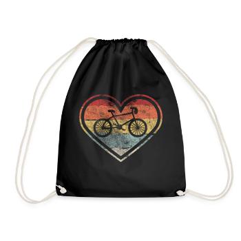 Retro Bike Heart Gift - Drawstring Bag - black - Front
