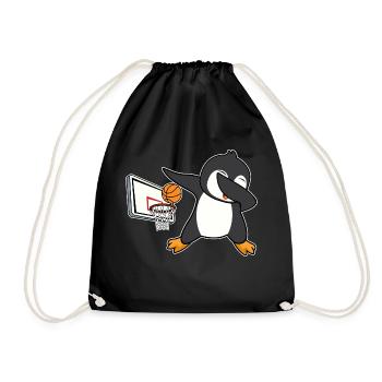 dab dabbing penguin basketball birthday christmas - Drawstring Bag - black - Front