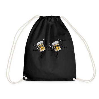 2 dancing party beers - Drawstring Bag - black - Front