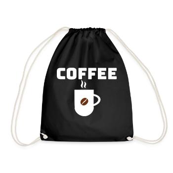 coffee bean brew cup - Drawstring Bag - black - Front
