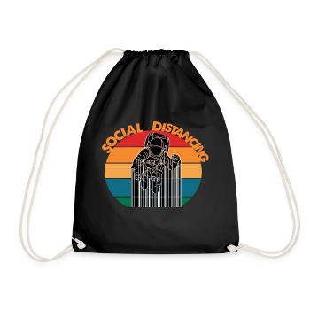 Social distancing - Drawstring Bag - black - Front