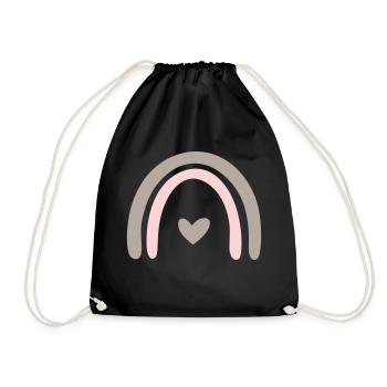 Rainbow Heart - Drawstring Bag - black - Front