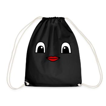 Cute face with red lips - Turnbeutel - Schwarz - Vorne