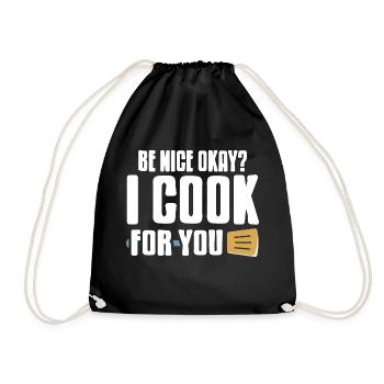 Soyez gentil d’accord? Je cuisine pour vous Drôle de cadeau de cuisine - Sac de sport léger - noir - Devant