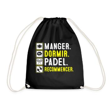 Manger, dormir, padel, recommencer | Logo Padel - Sac de sport léger - noir - Devant