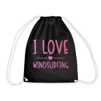 I love windsurfing - Drawstring Bag - black - Front