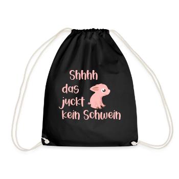 Das juckt kein Schwein | Das juckt keine Sau - Turnbeutel - Schwarz - Vorne