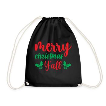 Merry christmas y all - humor atmosphere - Drawstring Bag - black - Front