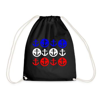 Anker Maritim Blau Weiss Rot Kreis Reihe - Turnbeutel - Schwarz - Vorne