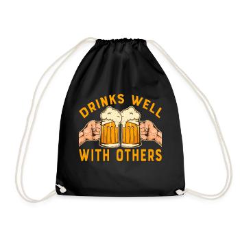 Bier Saufen Trinken Beer Design Englisch - Turnbeutel - Schwarz - Vorne