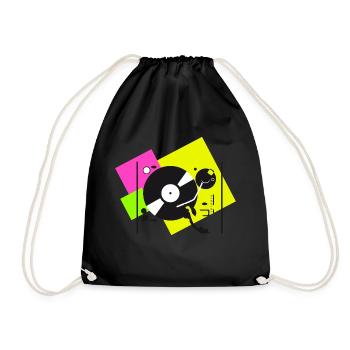 colorful turntables3 - Drawstring Bag - black - Front