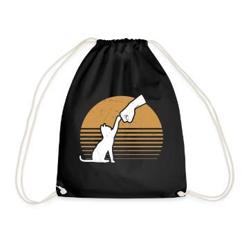 Retro Katze Freunde Feline Haustier Liebhaber - Turnbeutel - Schwarz - Vorne