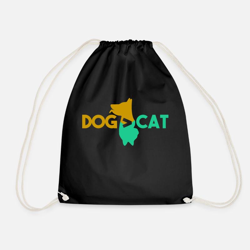 Hund > Katze - Turnbeutel - Schwarz