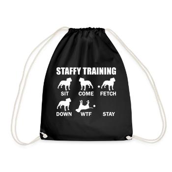 American Staffordshire Bull Terrier Staffy Dog - Drawstring Bag - black - Front