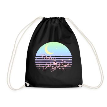 Kirschblüte Pastel Goth Mond Japanisch - Turnbeutel - Schwarz - Vorne