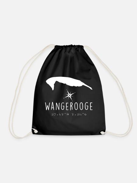 Wangerooge Herzschlag Nordsee Geschenk - Turnbeutel - Schwarz