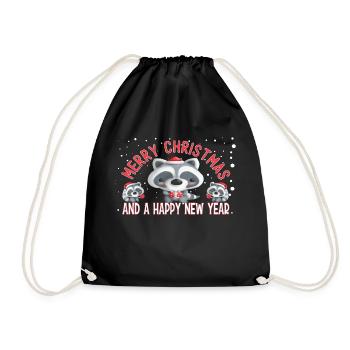 Joyeux Noël et bonne année ratons laveurs - Sac de sport léger - noir - Devant