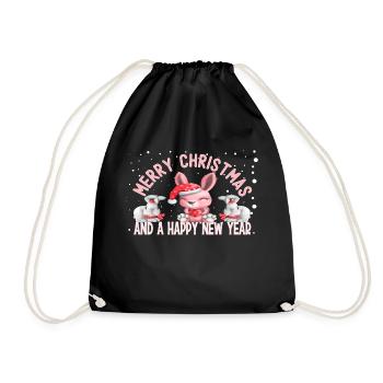 Joyeux Noël et une bonne année Lapins mignons - Sac de sport léger - noir - Devant