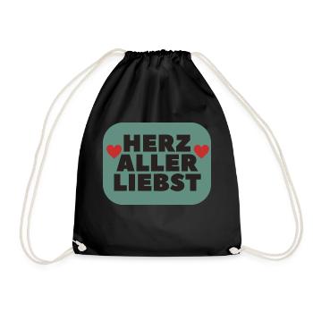 Herz aller liebst Lieblingsmensch Geschenkidee - Turnbeutel - Schwarz - Vorne