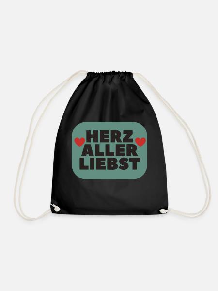 Herz aller liebst Lieblingsmensch Geschenkidee - Turnbeutel - Schwarz
