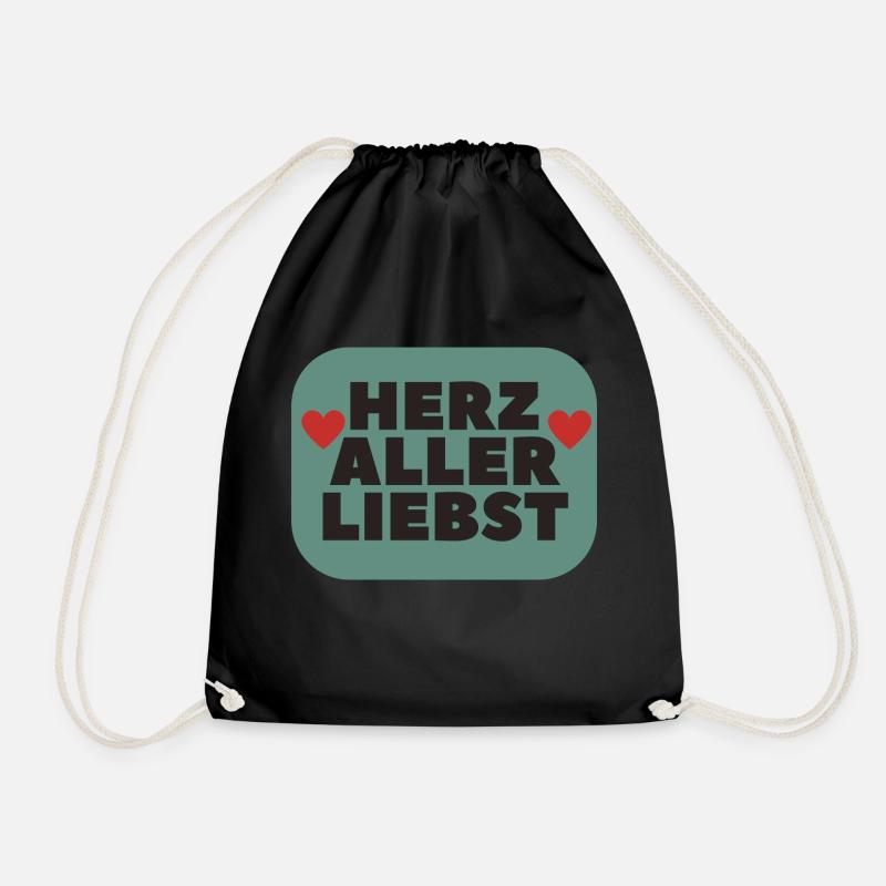 Herz aller liebst Lieblingsmensch Geschenkidee - Turnbeutel - Schwarz