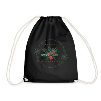 Wohlige Weihnachten florales Weihnachtsdesign - Turnbeutel - Schwarz - Vorne