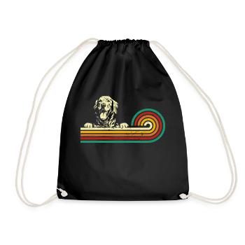 Golden Retriever Dog retro vintage silhouette - Drawstring Bag - black - Front