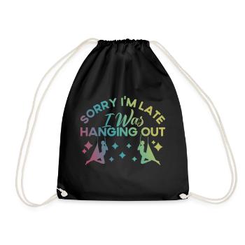 Aerial Silk Aerial Yoga Workout Aerial Acrobats Gesc - Drawstring Bag - black - Front