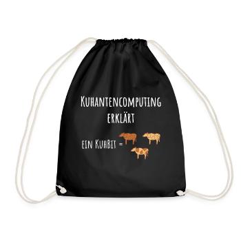 Quantencomputing mit Kühen Lustig Geschenk Kuhbit - Turnbeutel - Schwarz - Vorne