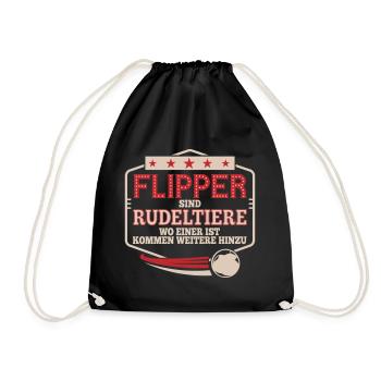 Flipper sind Rudeltiere Pinball | Farben änderbar - Turnbeutel - Schwarz - Vorne