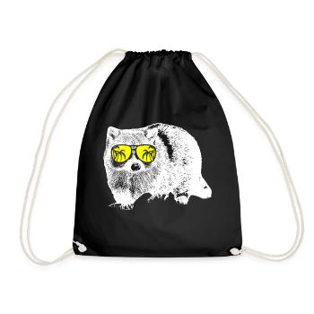 Waschbär Tierliebhaber Naturfans Sonnenbrille Wasc - Turnbeutel - Schwarz - Vorne