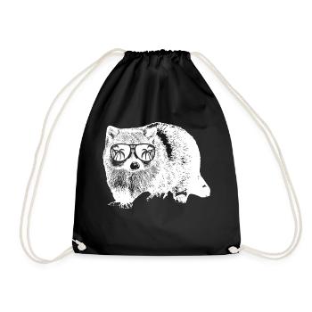 Waschbär Tierliebhaber Naturfans Sonnenbrille Tier - Turnbeutel - Schwarz - Vorne