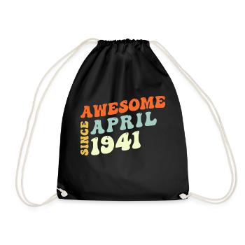 Groovy 82 Years Old Awesome Since April 1941 82nd - Drawstring Bag - black - Front