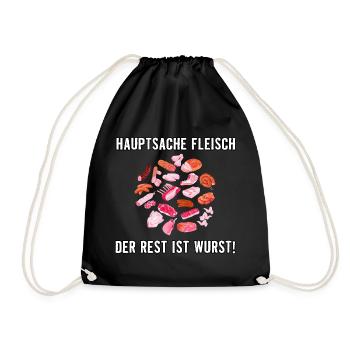 Hauptsache Fleisch - Turnbeutel - Schwarz - Vorne