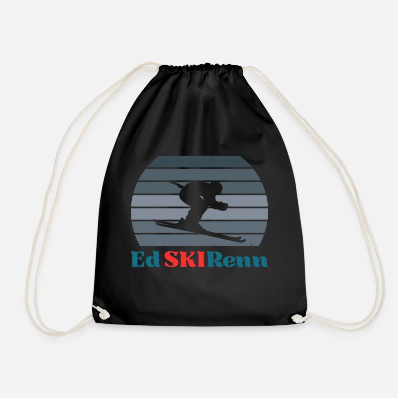 Funny Ski Shirt Skier EdSKIRenn - Drawstring Bag - black