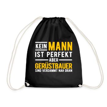 Gerüstbauer Rüster Handwerk Geschenk - Turnbeutel - Schwarz - Vorne