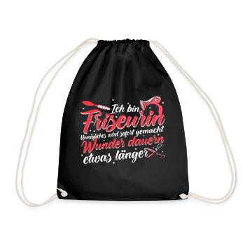 Friseurin Hairstylistin Friseursalon - Turnbeutel - Schwarz - Vorne