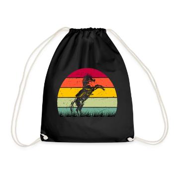 RETRO PFERDEDESIGN I REITEN - Turnbeutel - Schwarz - Vorne